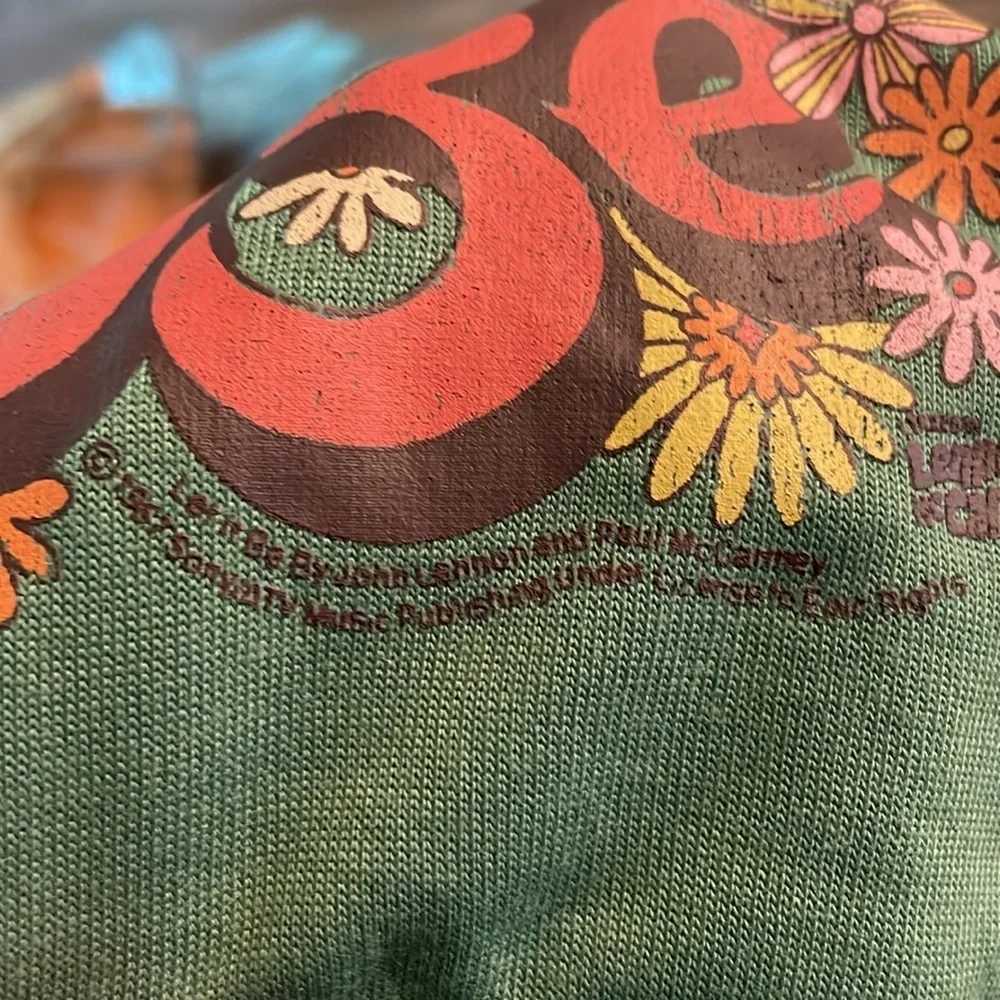 Blended Clothing Inc. Beatles Let It Be Boho Floral 60s Green Sweatshirt size XS